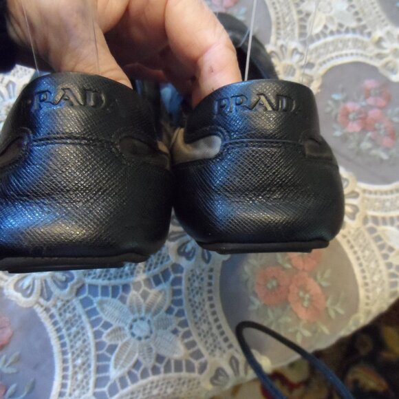 Prada Green/Black Camo Print Elastic Canvas/Leather Ballet Flats Size 7 - Picture 8 of 16